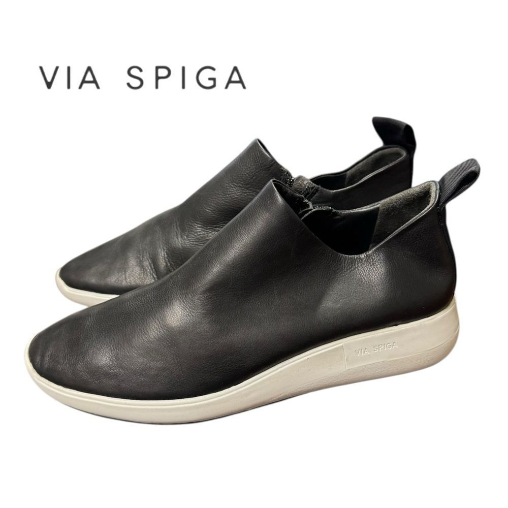 Via Spiga Women's Marlow Black Leather Slip-on Shoes Sneakers 7
